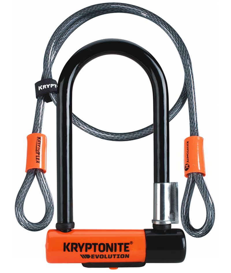 EVOLUTION MINI 7 Bugelschloss mit KABEL orange schwarz Veloplus Shop